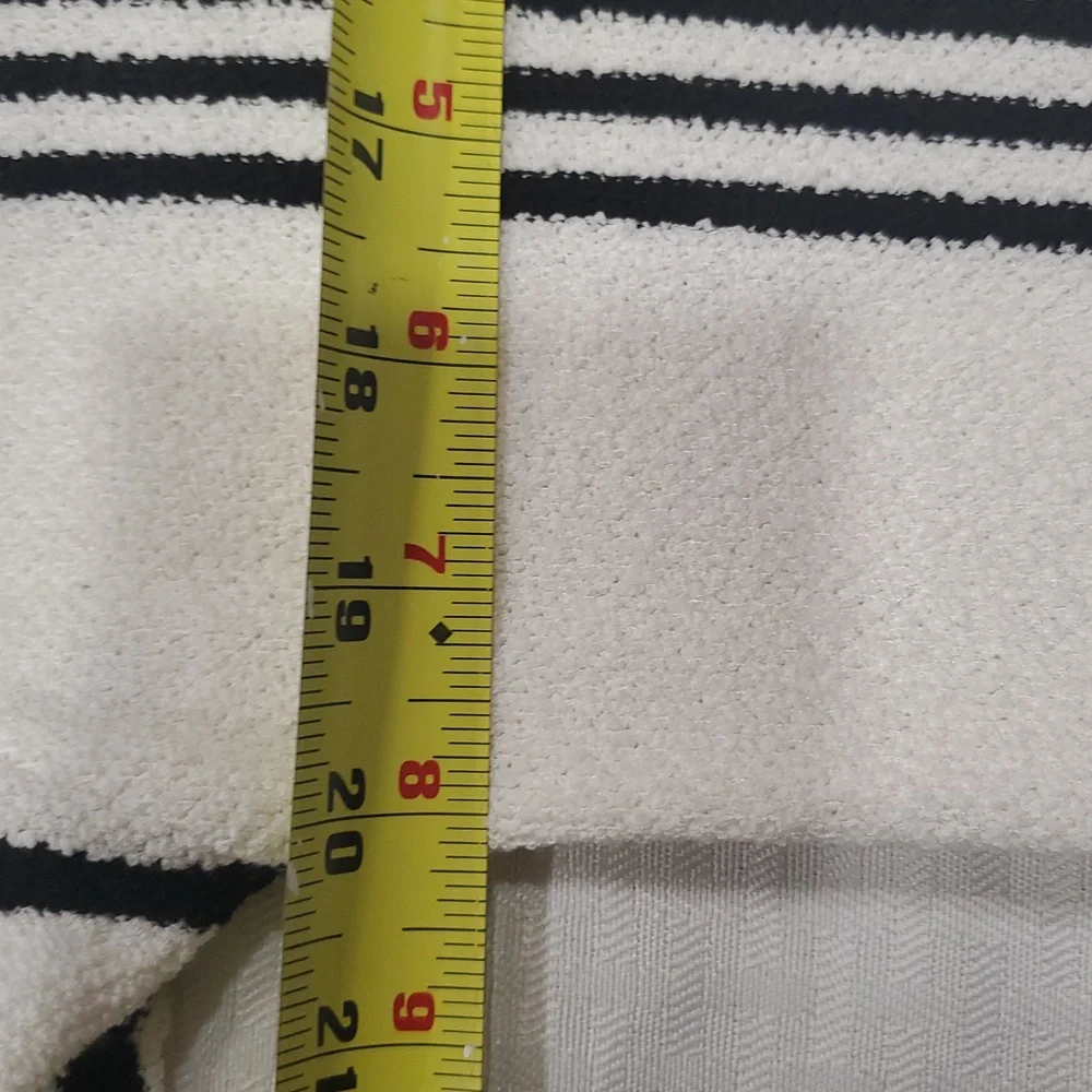 St John white black Terry Cloth  striped knit tunic dress size L - Picture 11 of 16